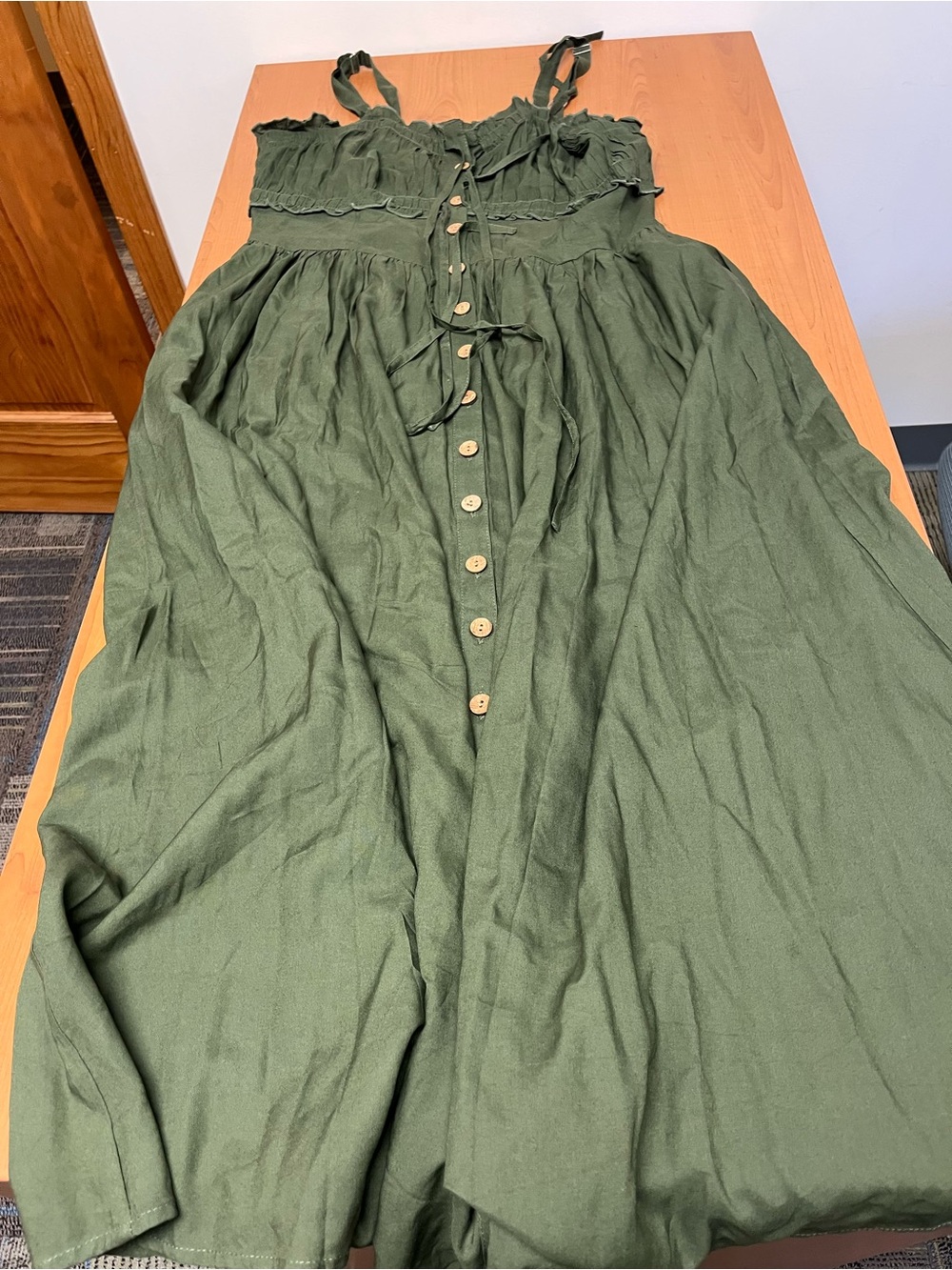 Women’s Olive Green Button-Front Sundress